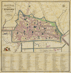 216034 Plattegrond van de stad Utrecht met directe omgeving; met weergave van het stratenplan met bebouwingsblokken en ...